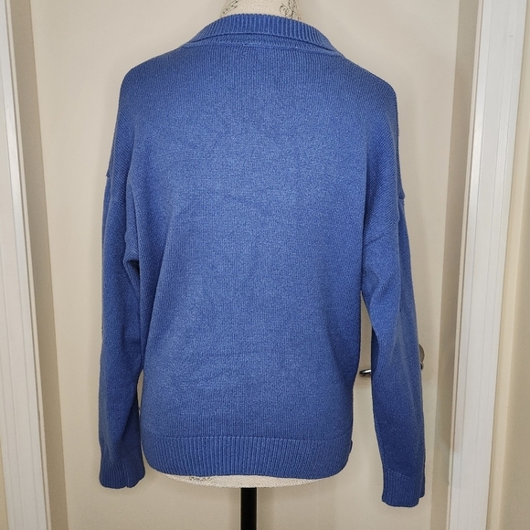 Zara blue knit polo sweater - Picture 5 of 11